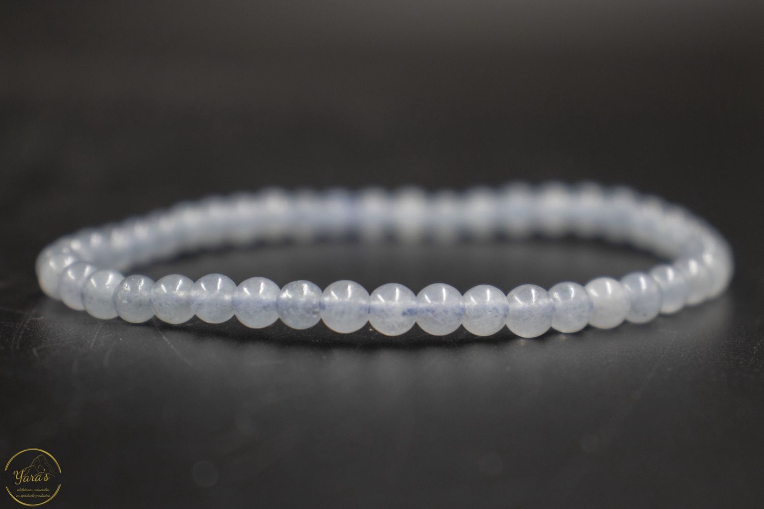 Blauwe Chalcedoon armband 4mm