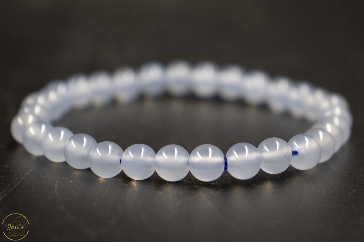 Blauwe Chalcedoon armband 6mm