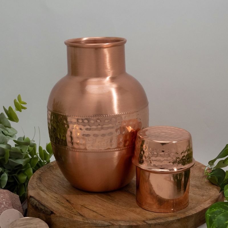 Puur koperen bolle karaf met dop ± 950 ml