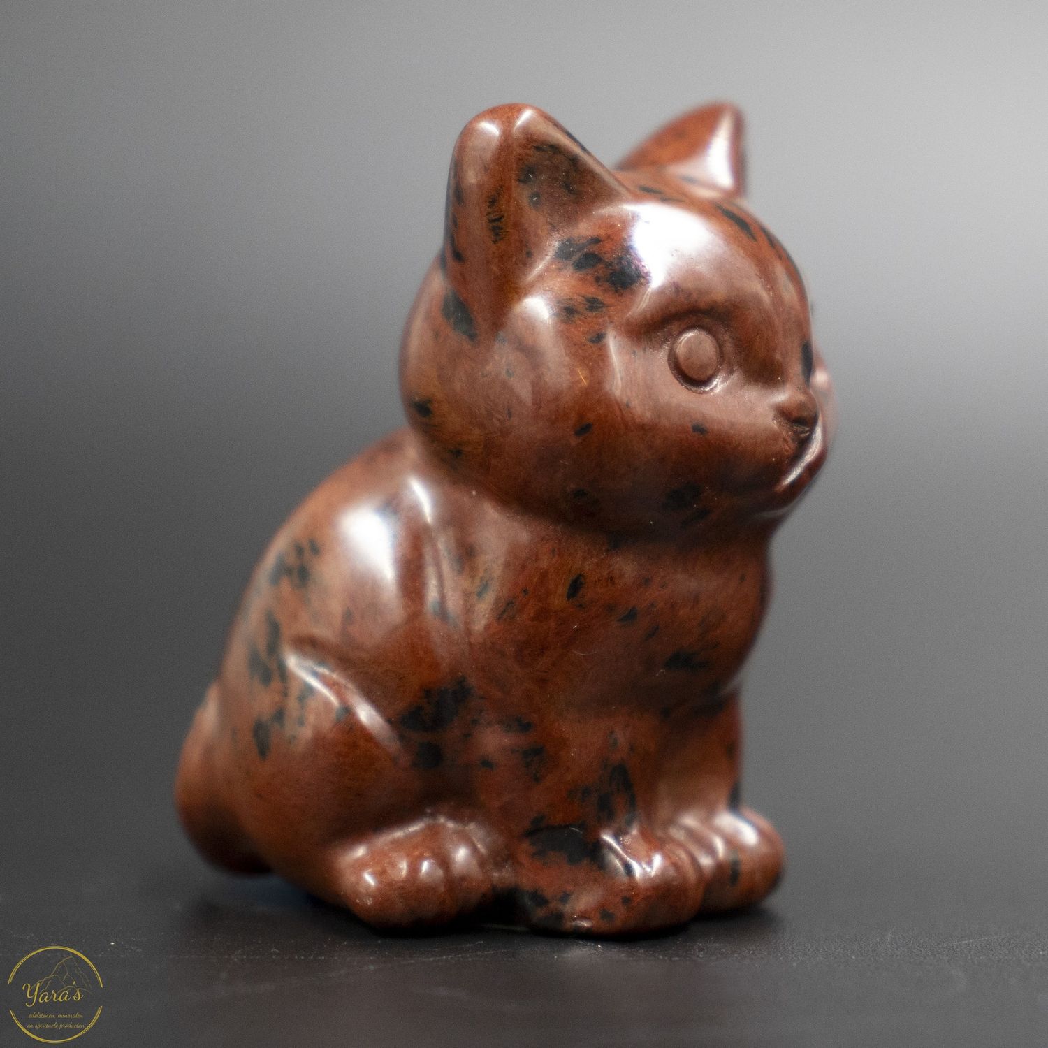 Mahonie obsidiaan poesje ca. 4 cm