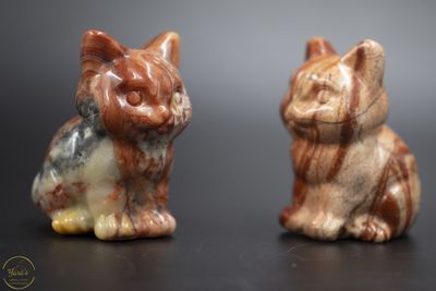 Rode jaspis poesje ca. 4 cm