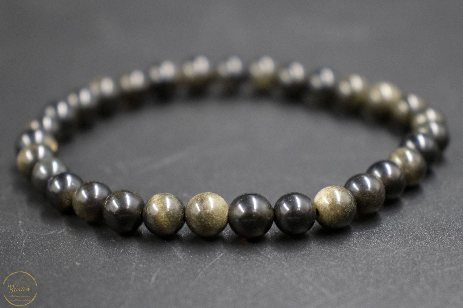 Goud obsidiaan armband 6mm