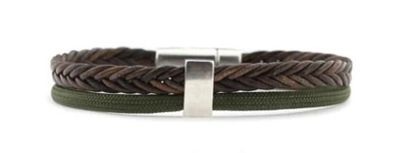 Qoss - JACK-bruin vlecht+groen cord-L