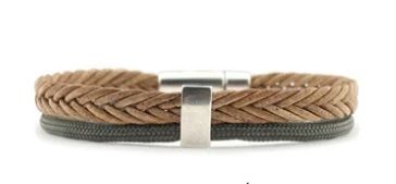 Qoss - JACK-taupe vlecht+taupe cord-L