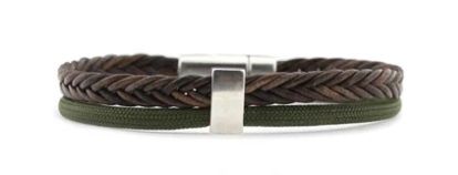 Qoss - JACK-bruin vlecht+groen cord-M