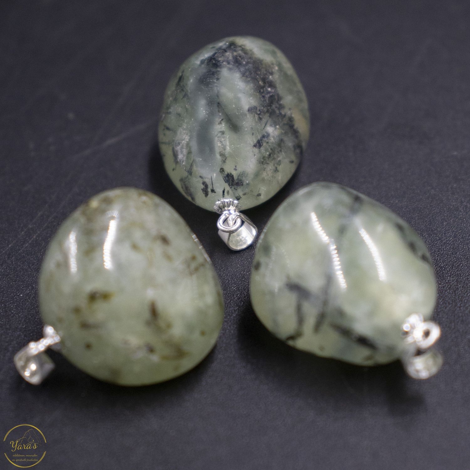 Prehniet hanger zilver (925)