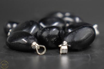 Zwarte Obsidiaan hanger zilver (925)