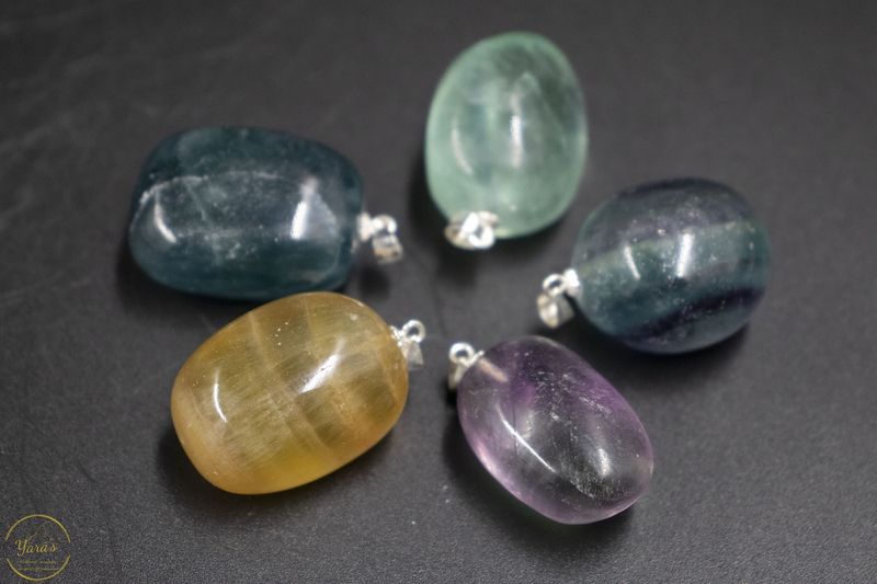 Regenboog fluoriet hanger zilver (925)