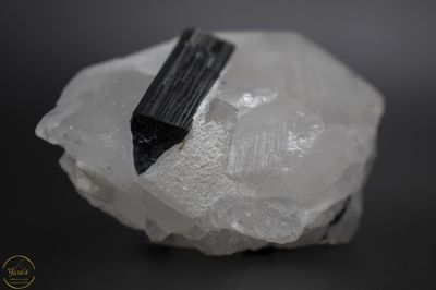 Meerkleurige toermalijn (groen/zwart) in kwarts (Stak Nala Pakistan) 122 gram