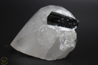 Meerkleurige toermalijn (groen/zwart) in kwarts (Stak Nala Pakistan) 50 gram