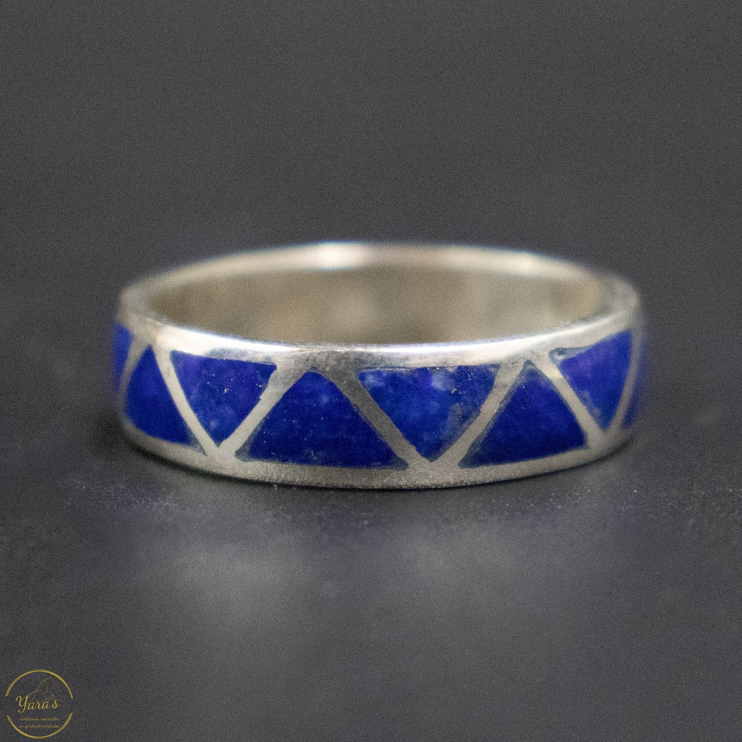 Lapis Lazuli driehoek ring zilver (925) maat 21