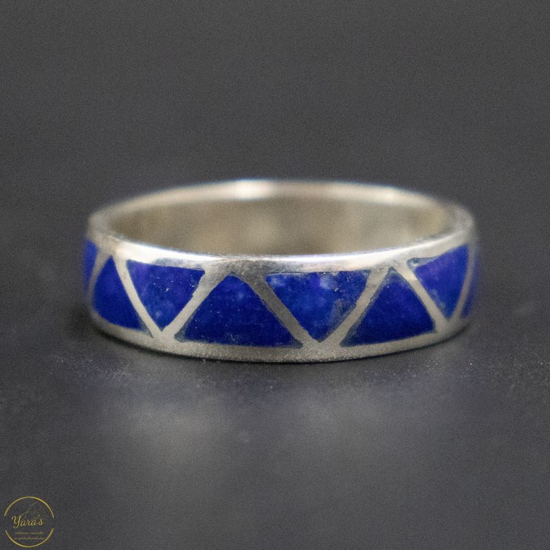 Lapis Lazuli driehoek ring zilver (925) maat 21