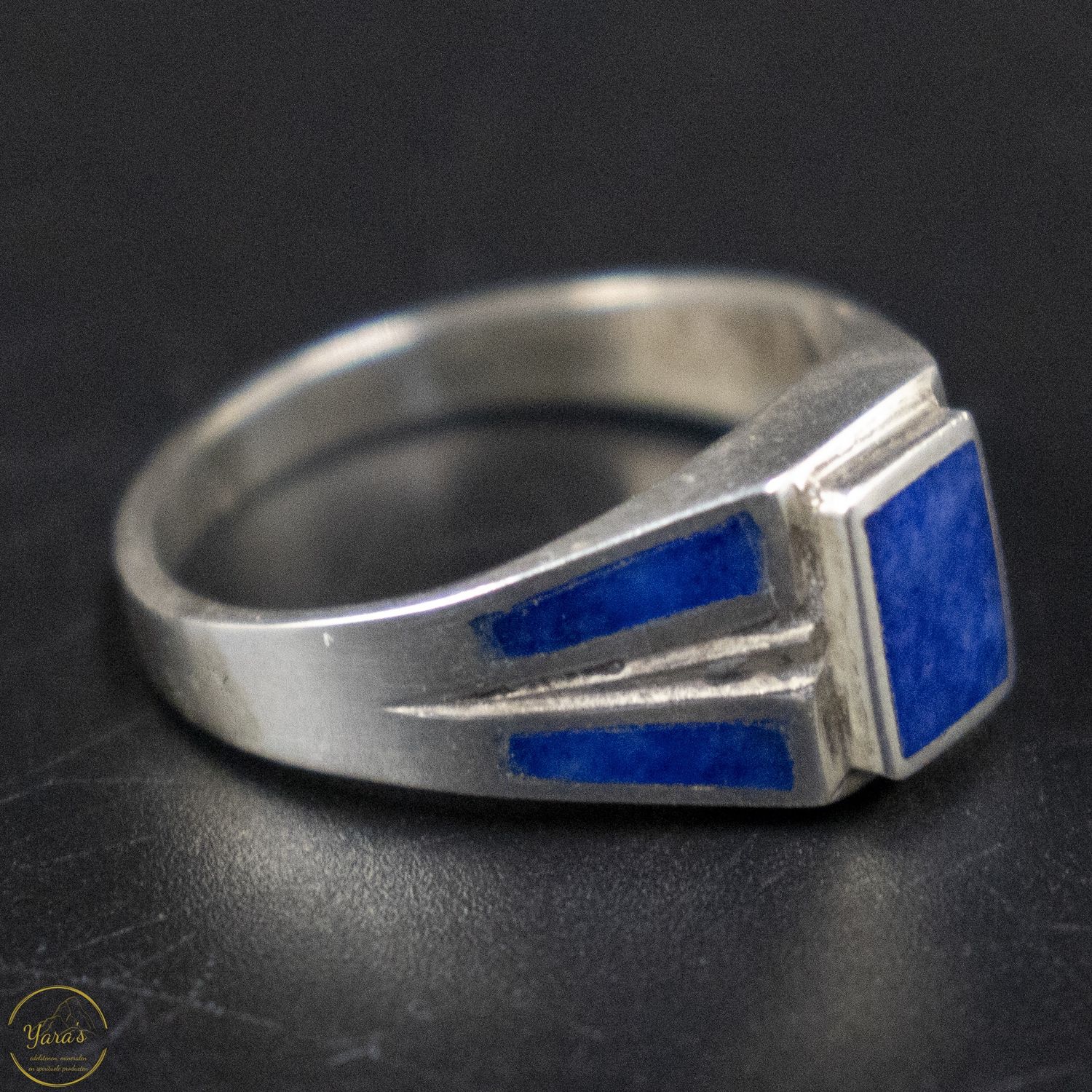 Lapis Lazuli driehoek ring zilver (925) maat 19.5