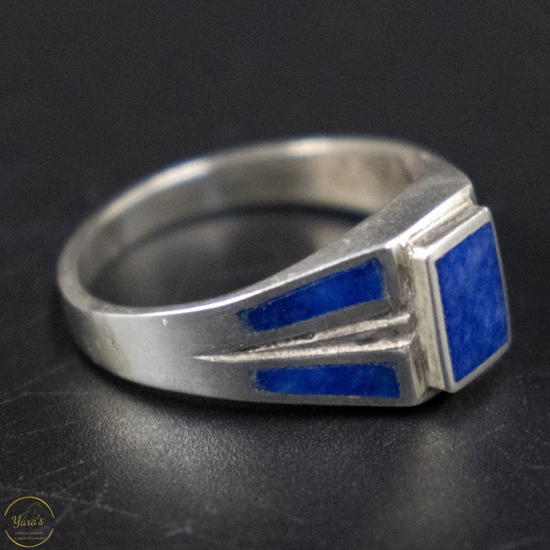 Lapis Lazuli driehoek ring zilver (925) maat 19.5