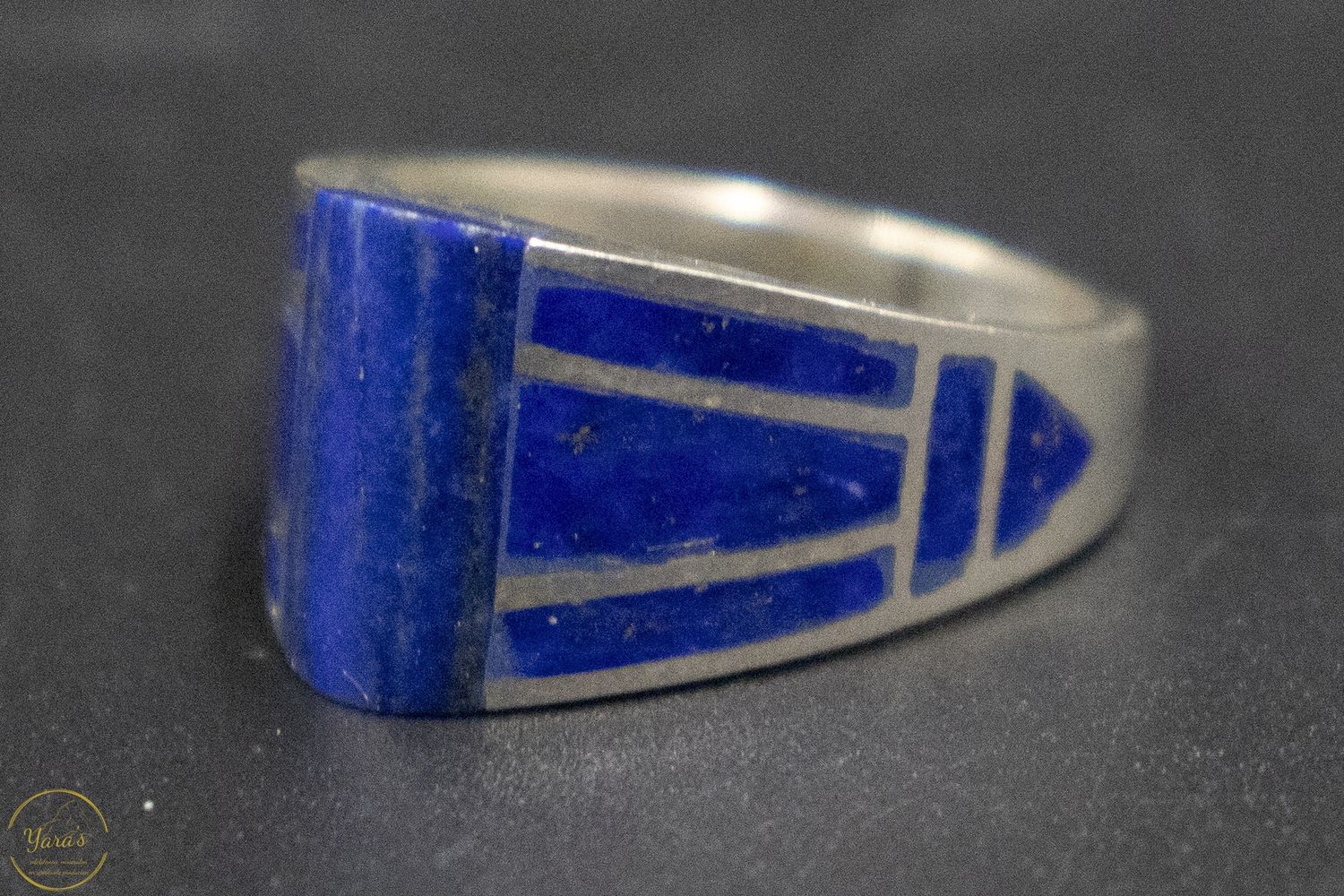 Lapis Lazuli zegelring doorlopend modern zilver  (925) maat 19