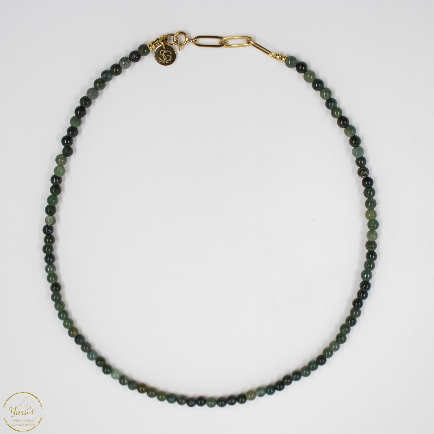 Ketting Solid Gold Solé short (4mm facet) mosagaat