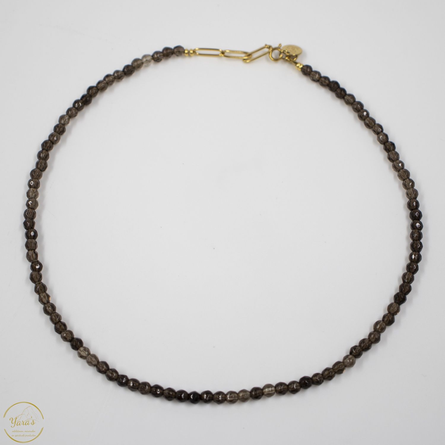 Ketting Solid Gold Solé short (4mm facet) rookkwarts
