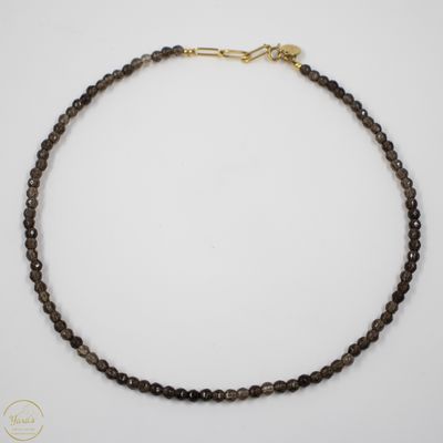 Ketting Solid Gold Solé short (4mm facet) rookkwarts
