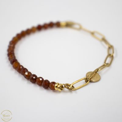 Armband Solid Gold Solé (4mm facet) Oranje granaat