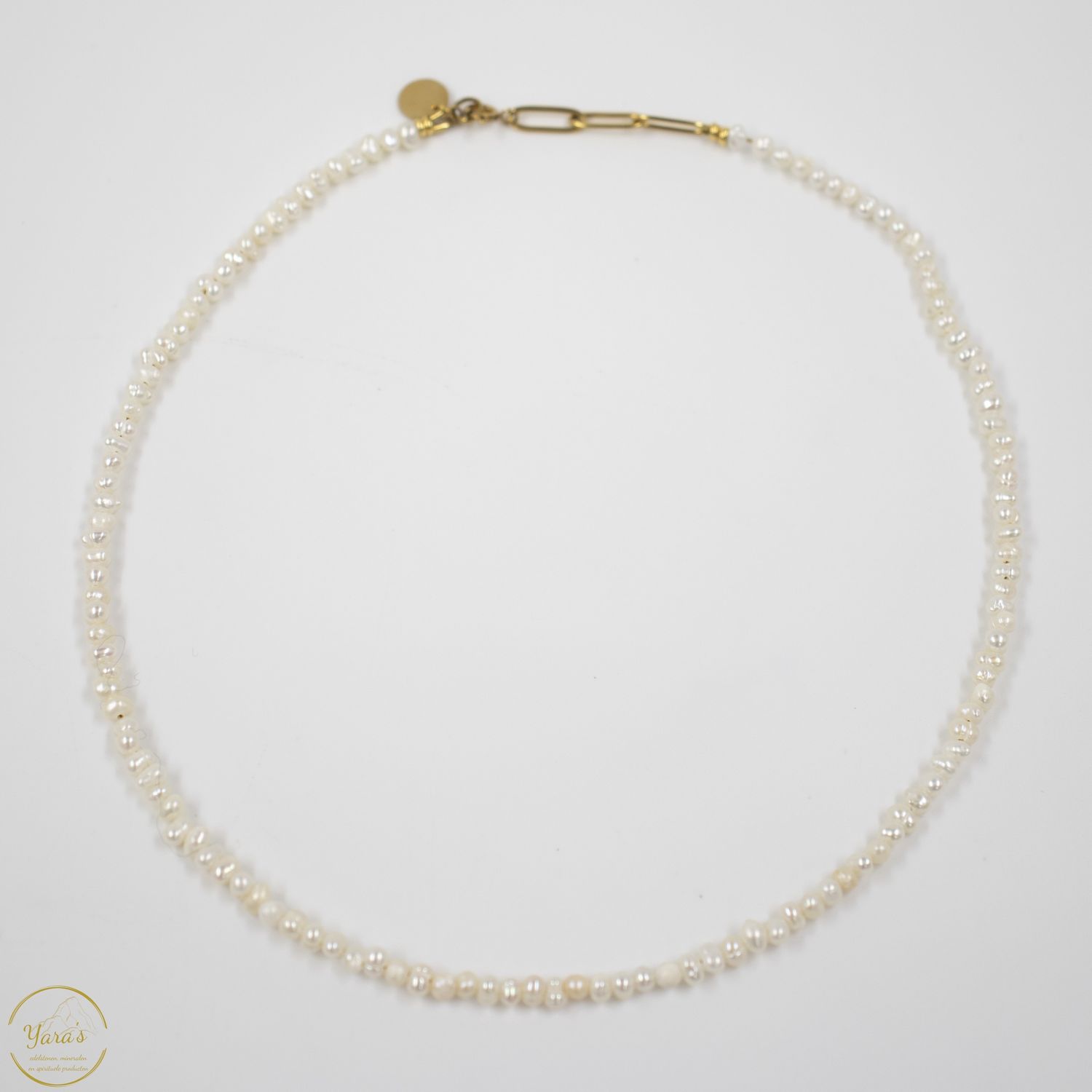 Ketting Solid Gold Solé short (4mm facet) Zoetwaterparel
