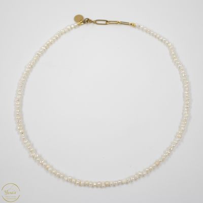 Ketting Solid Gold Solé short (4mm facet) Zoetwaterparel