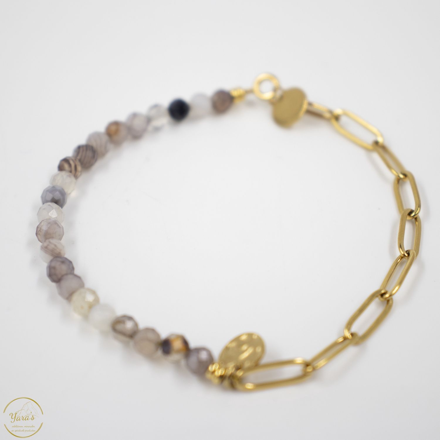 Armband Solid Gold Solé (4mm facet) Botswana Agaat