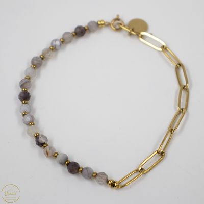 Armband Solid Gold Solana (4mm facet) Botswana Agaat