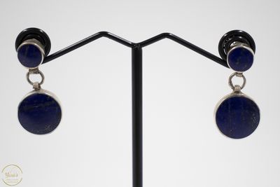 Lapis Lazuli oorbel rond hangend zilver (925)