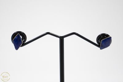 Lapis Lazuli knopjes zilver ruit (925)