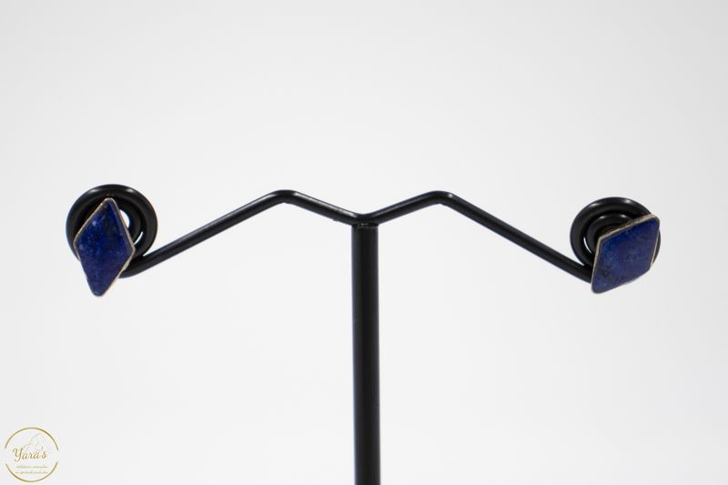 Lapis Lazuli knopjes zilver ruit (925)