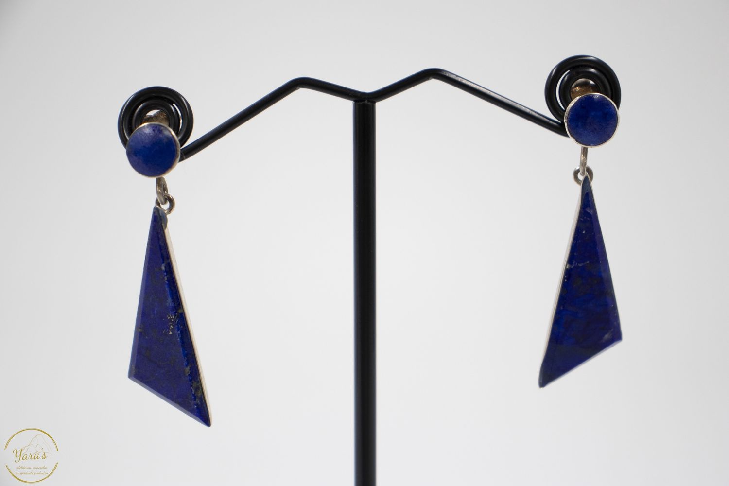 Lapis Lazuli oorbel modern lang driehoek (925)