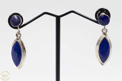 Lapis Lazuli oorbellen ovaal hang zilver (925)