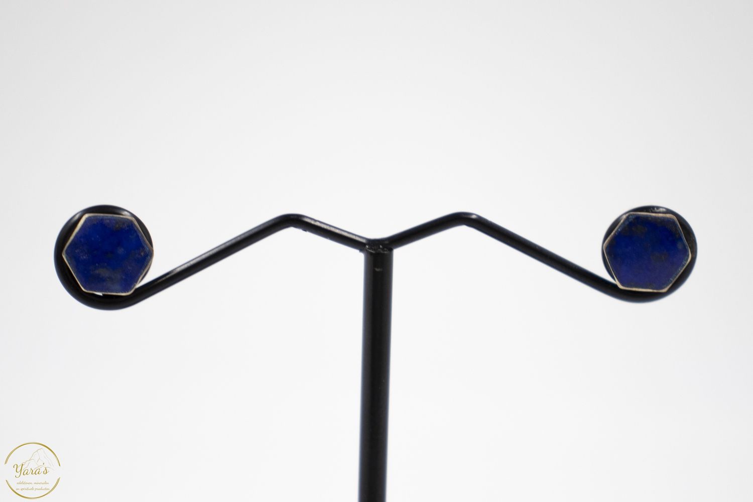 Lapis Lazuli knopjes zilver zeshoek (925)