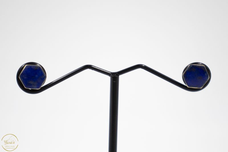 Lapis Lazuli knopjes zilver zeshoek (925)