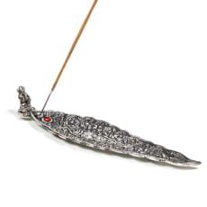 Wierookbrander Ganesha bladvorm zilverkleur