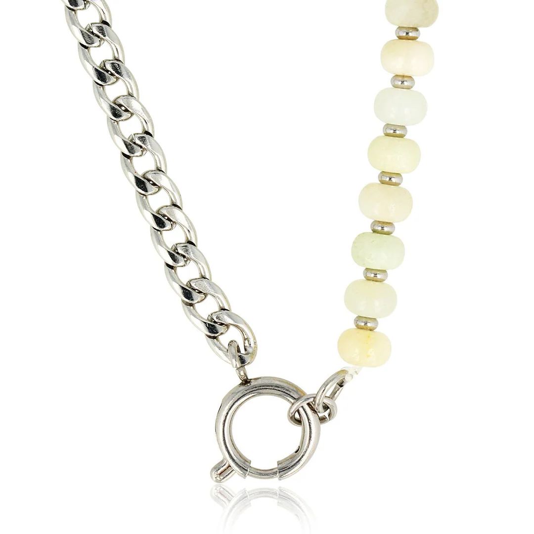 Schakelketting zilver met amazoniet edelstenen