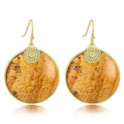 Grote gouden oorbel landschapsjaspis 40mm