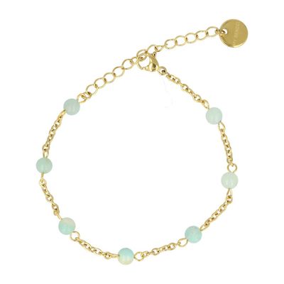 Minimalistische goudkleurige schakelarmband met amazoniet