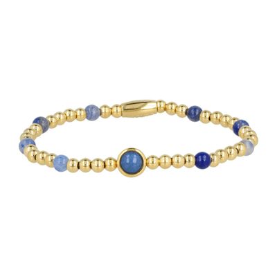 Damesarmband elastisch met edelstenen en ronde blauwe aventurijn