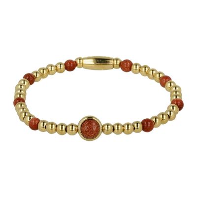 Damesarmband elastisch met goudstroom edelstenen