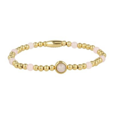 Gouden Bedelarmband met  Rozenkwarts Edelsteen