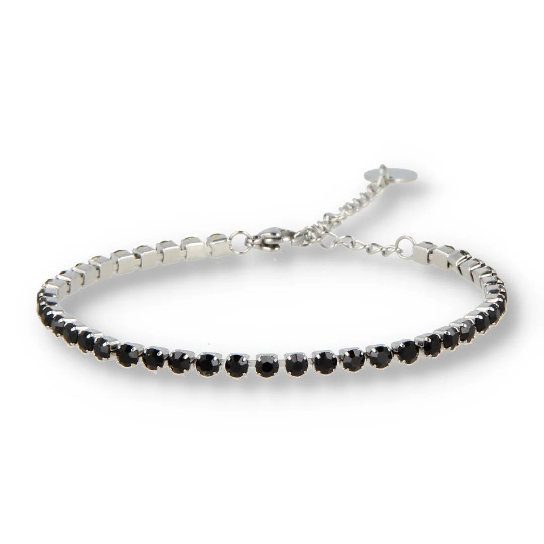 Tennisarmband zilver met zwarte zirkonia