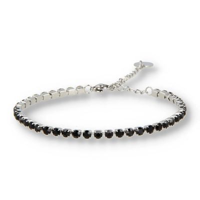 Tennisarmband zilver met zwarte zirkonia