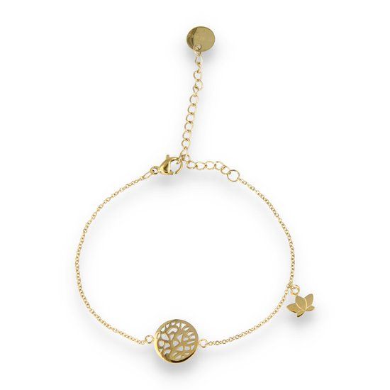 Gouden bedelarmband lotusbloem