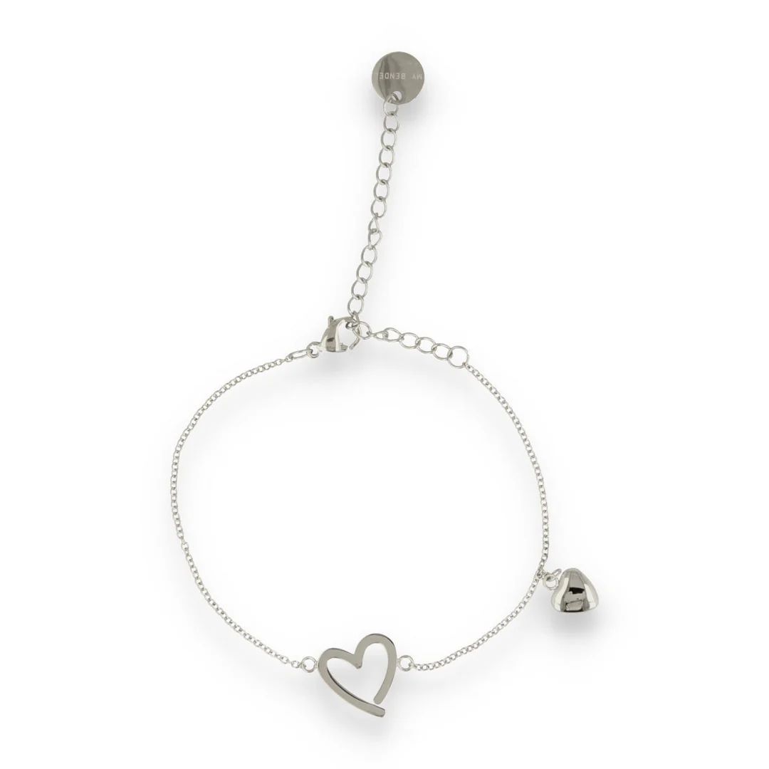 Zilveren bedelarmband hartjes