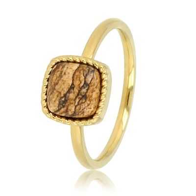 Gouden zegelring met landschapsjaspis  edelsteen