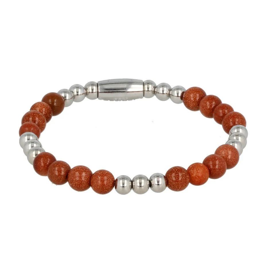 Damesarmband zilver met goudstroom edelsteen elastisch