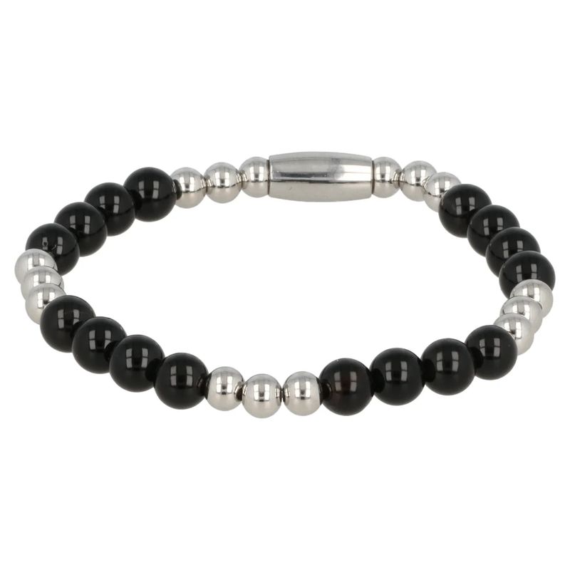 Damesarmband zilver met Onyx edelsteen elastisch
