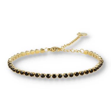 Tennisarmband goud met zwarte zirkonia