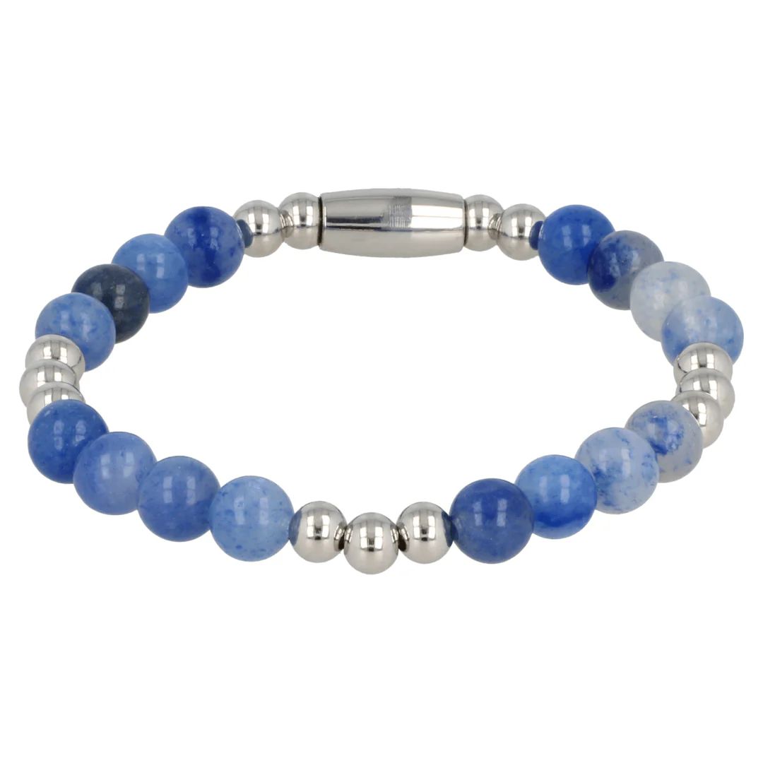 Damesarmband zilver met blauwe aventurijn edelsteen elastisch